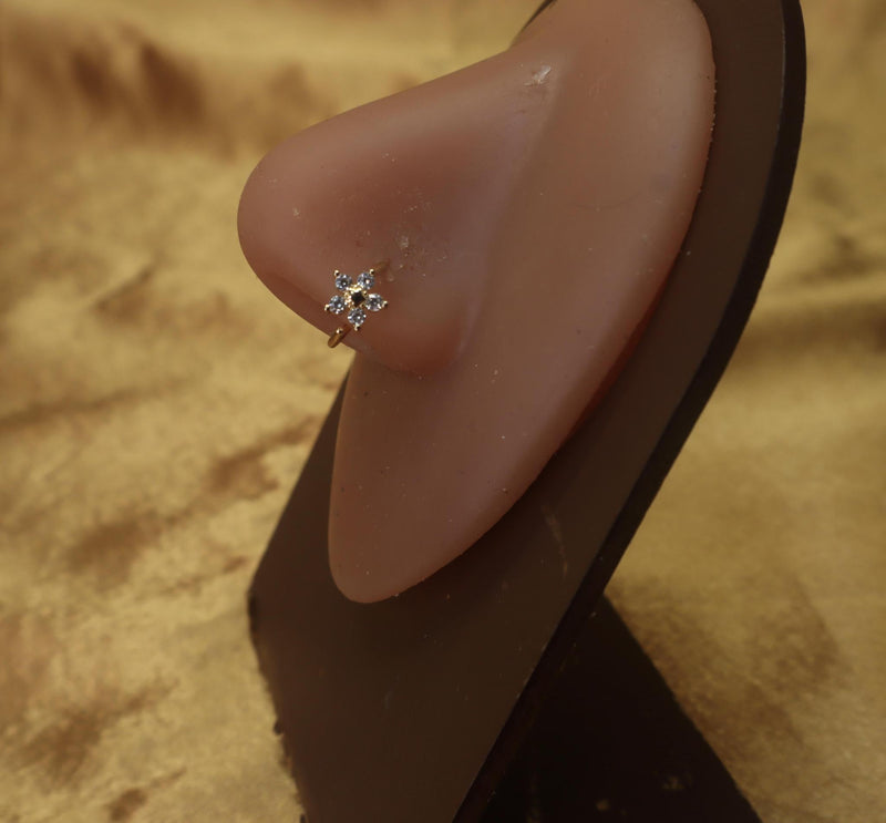Petite Flower Gemstones Nose Ring Hoop - YoniDa&