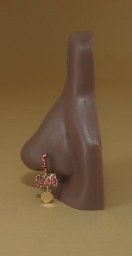 Dangle Pink Gems Nose Hoop Piercing - YoniDa&