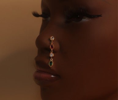 Positivity Dangle Gem Nose Stud Piercing Jewelry - YoniDa&