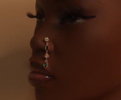 Positivity Dangle Gem Nose Stud Piercing Jewelry - YoniDa'PunaniNose Stud