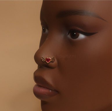 Mini Heart Wings CZ Nose Stud Piercing - YoniDa'PunaniNose Stud