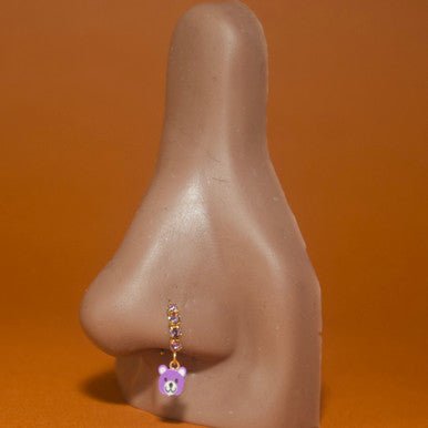 Dangle Purple Bear Nose Hoop Ring Piercing - YoniDa&