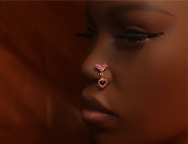 Dangle Heart CZ Nose Stud Piercing Jewelry - YoniDa&