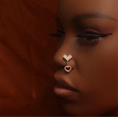 Dangle Heart CZ Nose Stud Piercing Jewelry - YoniDa'PunaniNose Stud