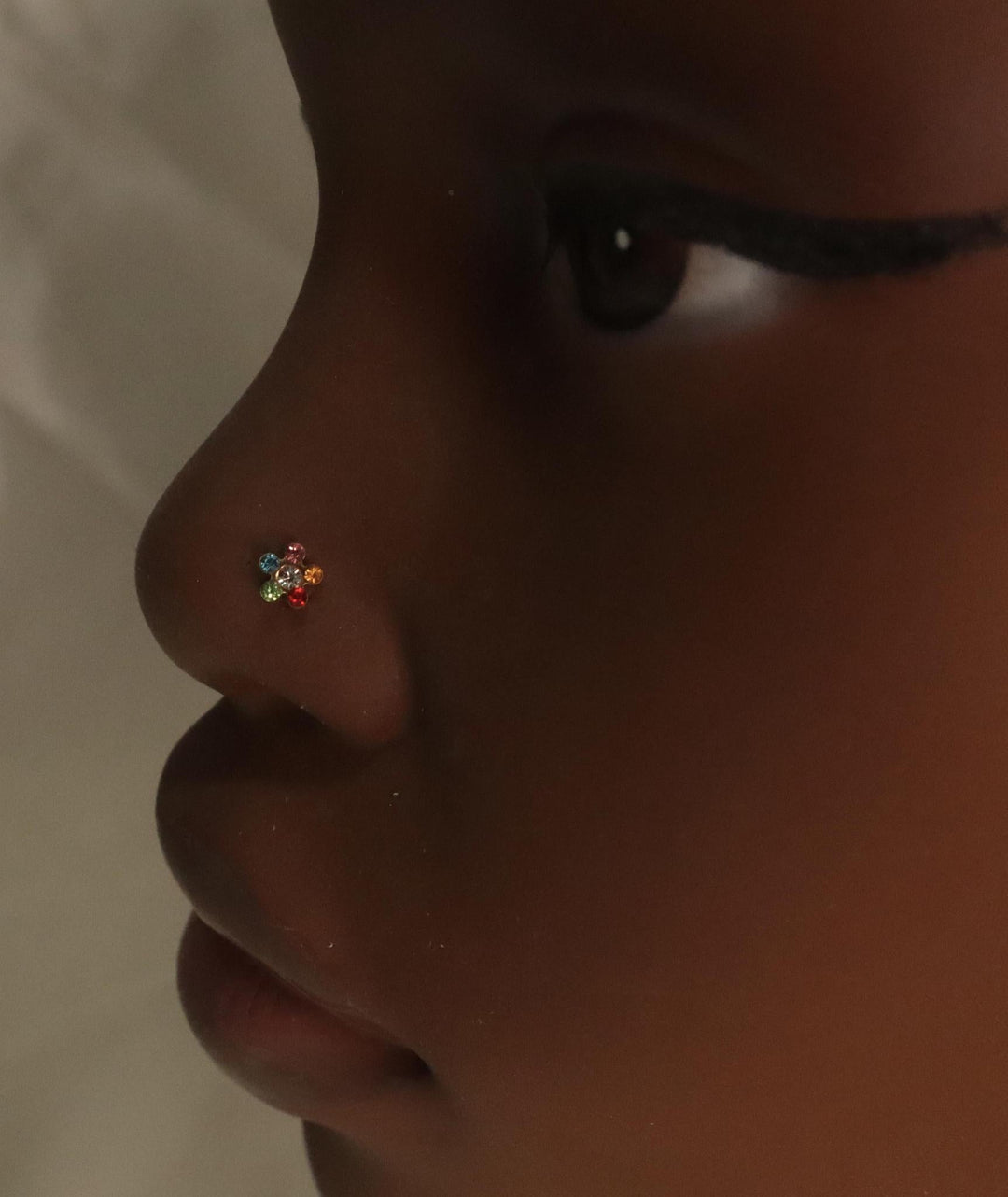 Rainbow Flower Gem Nose Stud Piercing - YoniDa'Punani