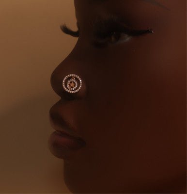 Double Circle Star CZ Gem Nose Stud Piercing Jewelry - YoniDa'PunaniNose Stud