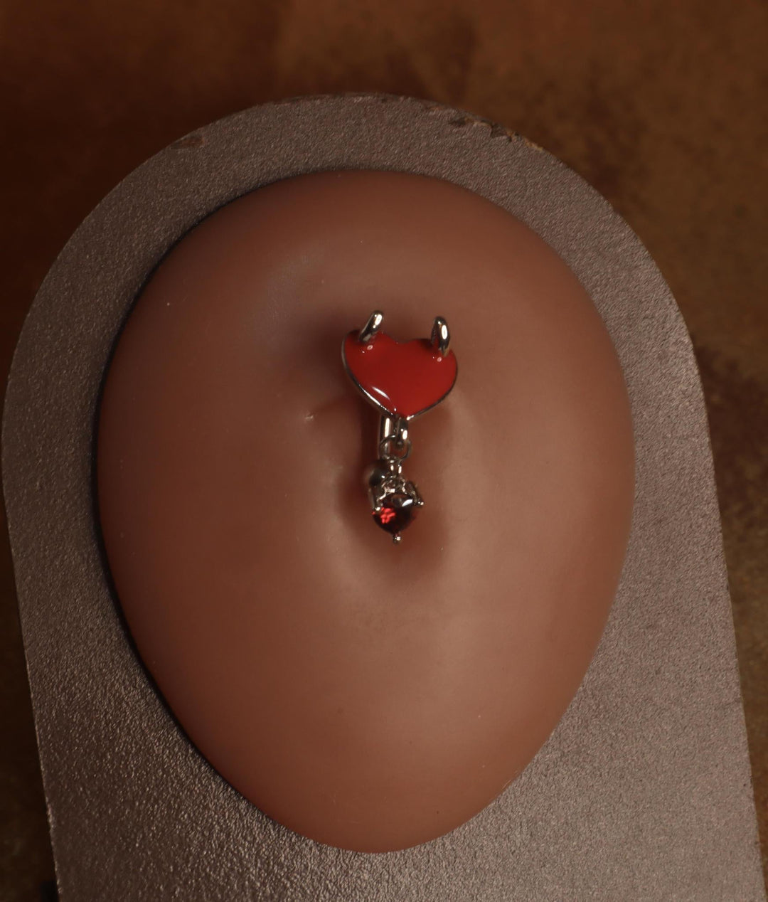 Red Horn Double Heart Dangle belly button - YoniDa'Punani