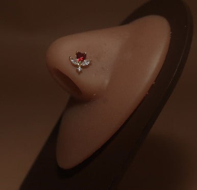 Samiya S-Screw Heart Gem Flower Nose Stud - YoniDa'Punaninose stud