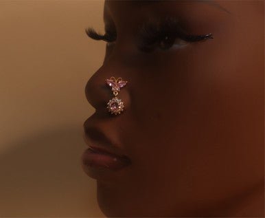 Sanjana Gem Butterfly Nose Stud Piercing Jewelry - YoniDa'PunaniNose Stud