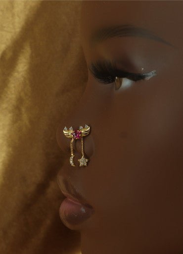 Sharpshooter Dangle Star Moon Nose Stud - YoniDa'PunaniNose Stud