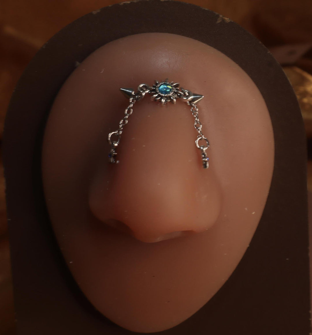 Silver Star Blue Bridge Piercing Jewelry - YoniDa'Punani