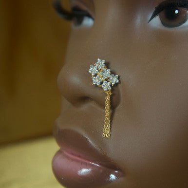 Dangle Chain Six Star Gem Nose Stud Piercing Jewelry - YoniDa&