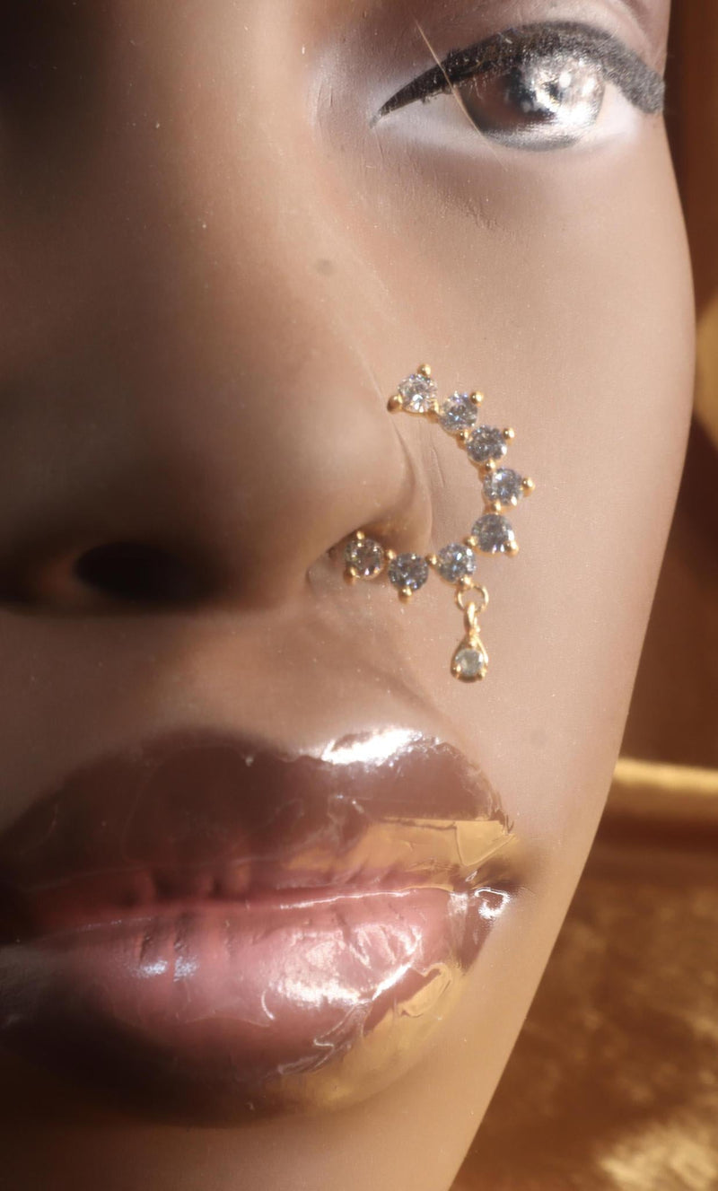 Small Cute Dangle Gem Nose Hoop Jewelry - YoniDa&