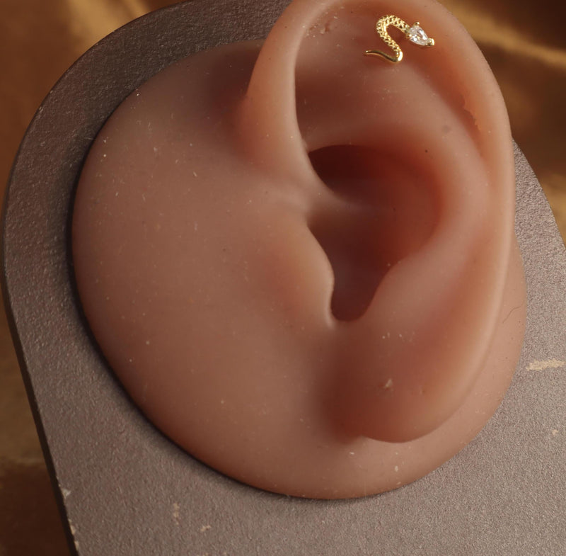 Snake Gold Color Gem Cartilage Ear Piercing Jewelry - YoniDa&