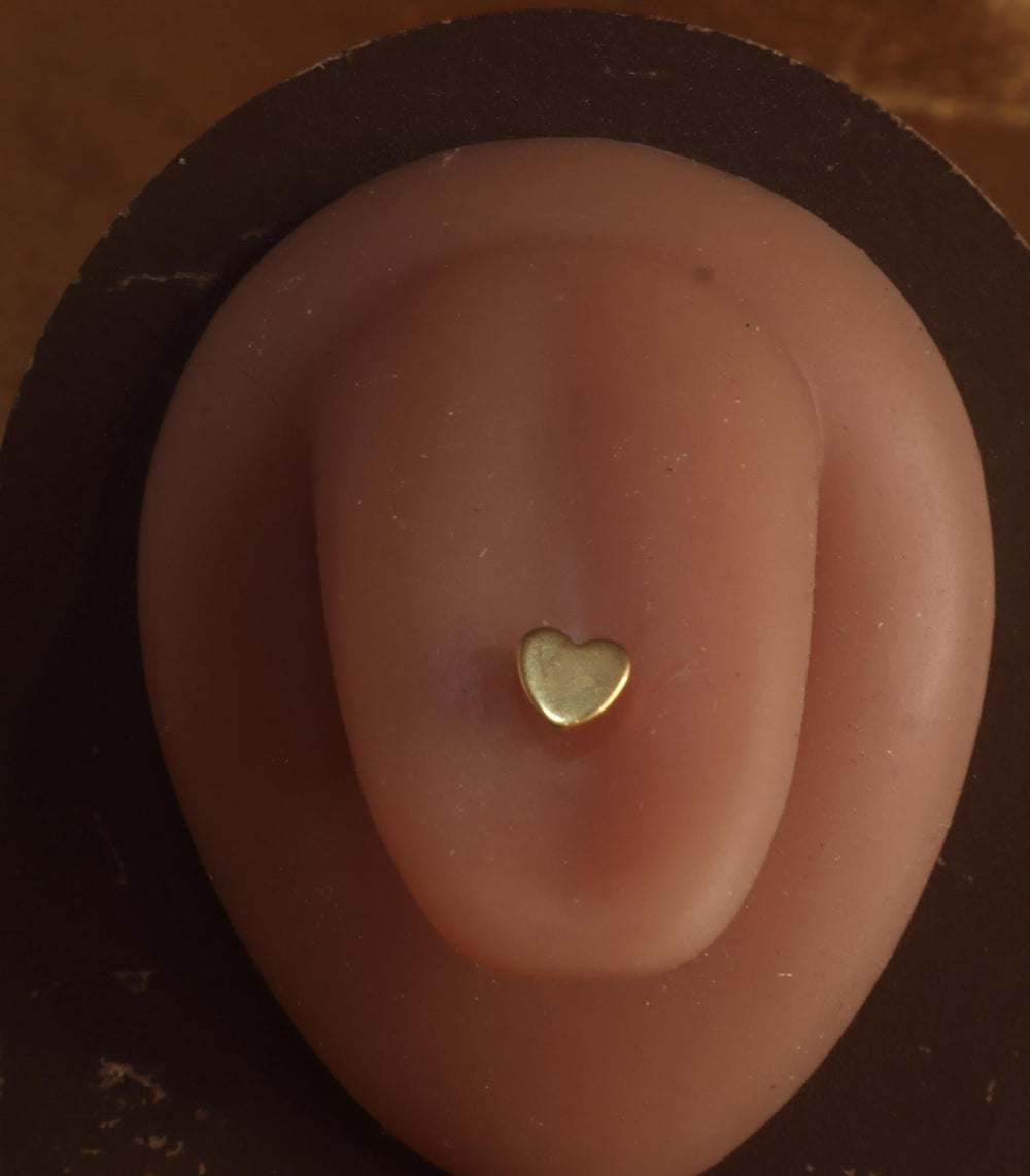 Solid Steel 14G Steel Heart Gem Tongue ring piercing - YoniDa'Punani