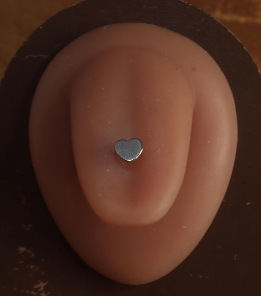 Solid Steel 14G Steel Heart Gem Tongue ring piercing - YoniDa'Punani