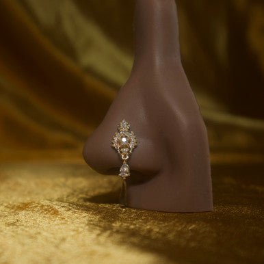 Star Cubic Zirconia Dangle Pearl Nose Cuff Jewelry - YoniDa&