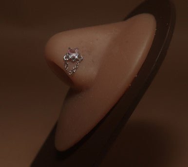 Starburst Heart Gem Chain Nose Stud Ring - YoniDa'PunaniNose Stud