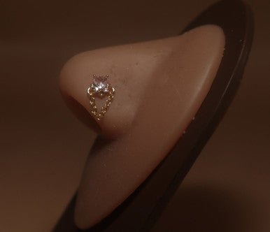 Starburst Heart Gem Chain Nose Stud Ring - YoniDa'PunaniNose Stud