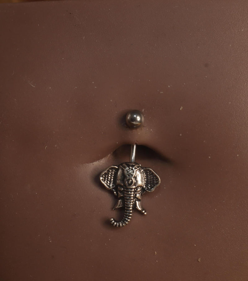 Steel Ancient Elephant Head Navel Ring Piercing - YoniDa&