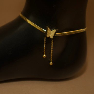 Steel Butterfly drop anklet - YoniDa'Punani