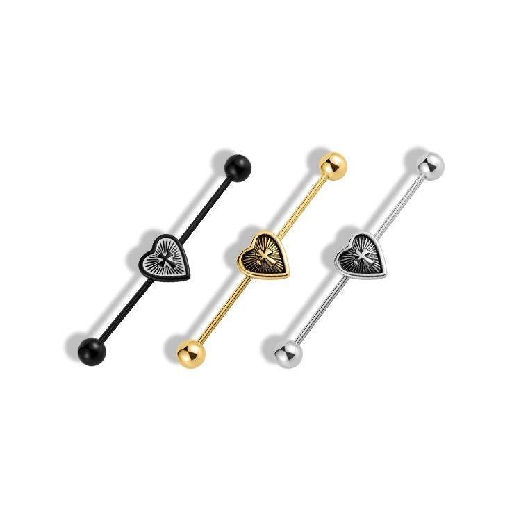 Steel Cross Heart Industrial Barbell Body Piercing Jewelry - YoniDa'Punani