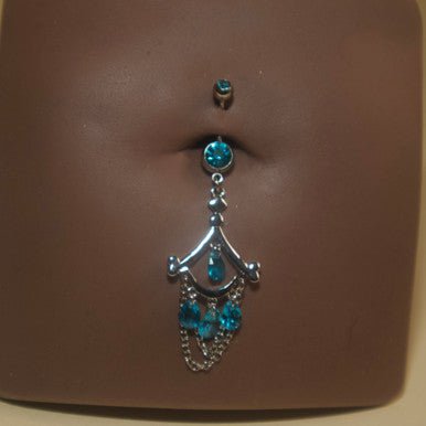 Steel Dangling Triangle Chain Navel Belly Button - YoniDa'PunaniBelly Button