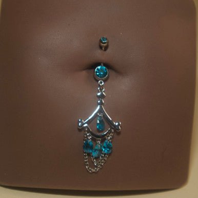 Steel Dangling Triangle Chain Navel Belly Button - YoniDa&