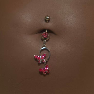 SteelGem Dangling Double Butterfly Navel - YoniDa'PunaniBelly Button