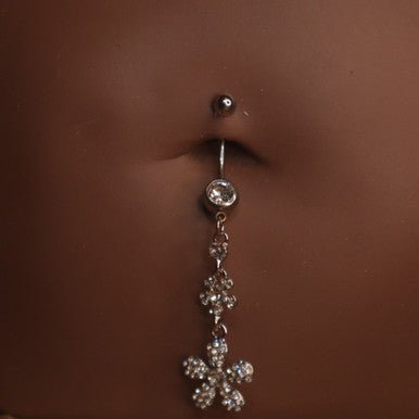 Steel Double Flower Plus Size Navel - YoniDa'PunaniBelly Button