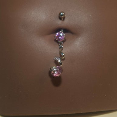Steel Swirl Drop Navel Belly Button Ring - YoniDa&