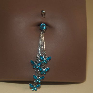 Dangling Four Butterflies Navel Belly Ring Button - YoniDa'PunaniBelly Button