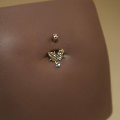 Steel Gem Drop Butterf Navel Button Ring Body Piercing Jewelry - YoniDa'PunaniBelly Button