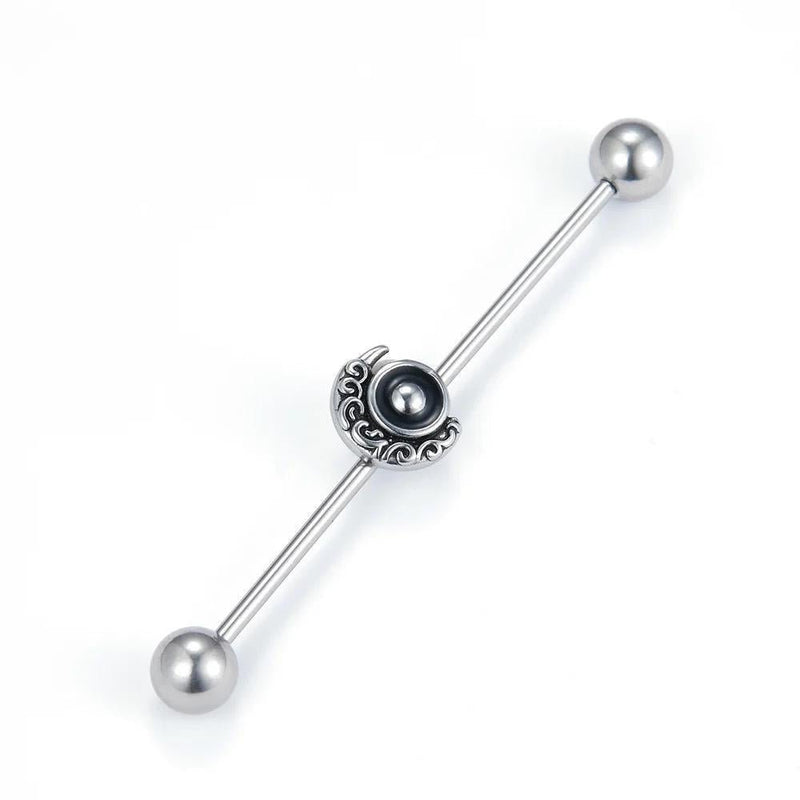 Steel Half Moon Swirl Industrial Barbell Jewelry - YoniDa&
