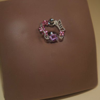 Steel Half Wing Gem Navel Belly Button Ring Body Piercing Jewelry - YoniDa&