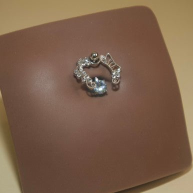 Steel Half Wing Gem Navel Belly Button Ring Body Piercing Jewelry - YoniDa&