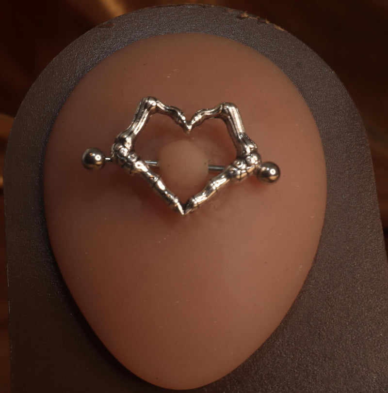 Steel Heart Skull Finger Pair Nipple Rings - YoniDa&