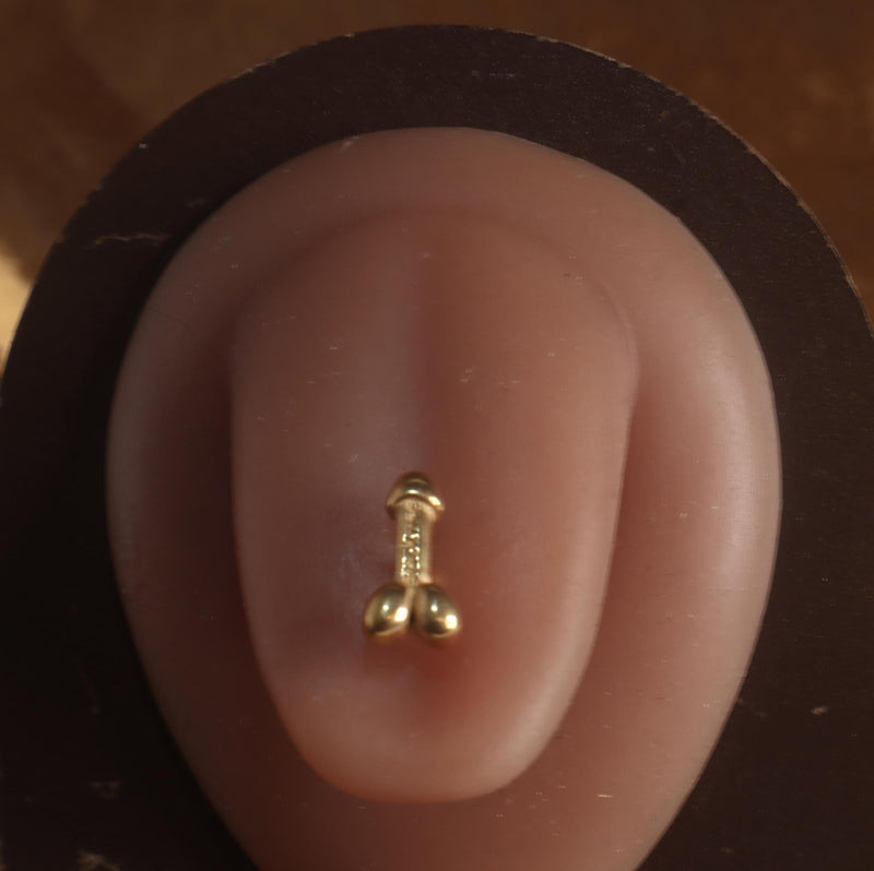 Steel Pe*is Genital 14G Tongue ring barbell piercing - YoniDa&