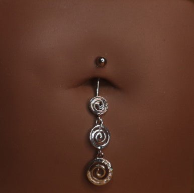 Steel plus size Triple swirl navel piercing - YoniDa'PunaniBelly Button