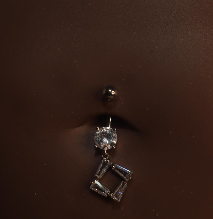 Steel Square Gem Belly Button - YoniDa'Punani