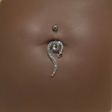 Steel Swirl Snake Navel Belly Button Ring Body Piercing - YoniDa'PunaniBelly Button