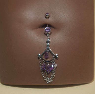 Steel Dangling Triangle Chain Navel Belly Button - YoniDa'PunaniBelly Button