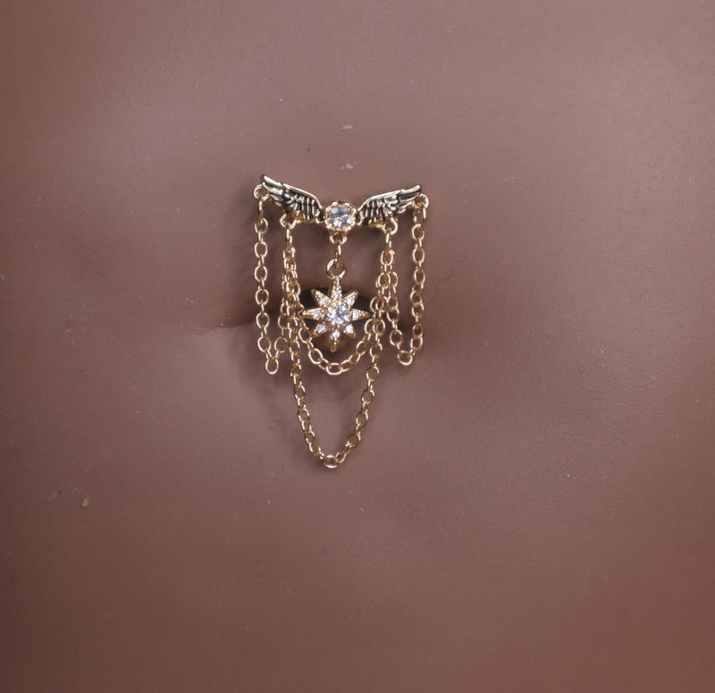 Steel Wings Flower Belly Button Navel - YoniDa&