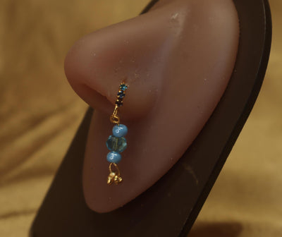 Stylish Nose Hoop Piercing Small Dangling Beads - YoniDa'Punani