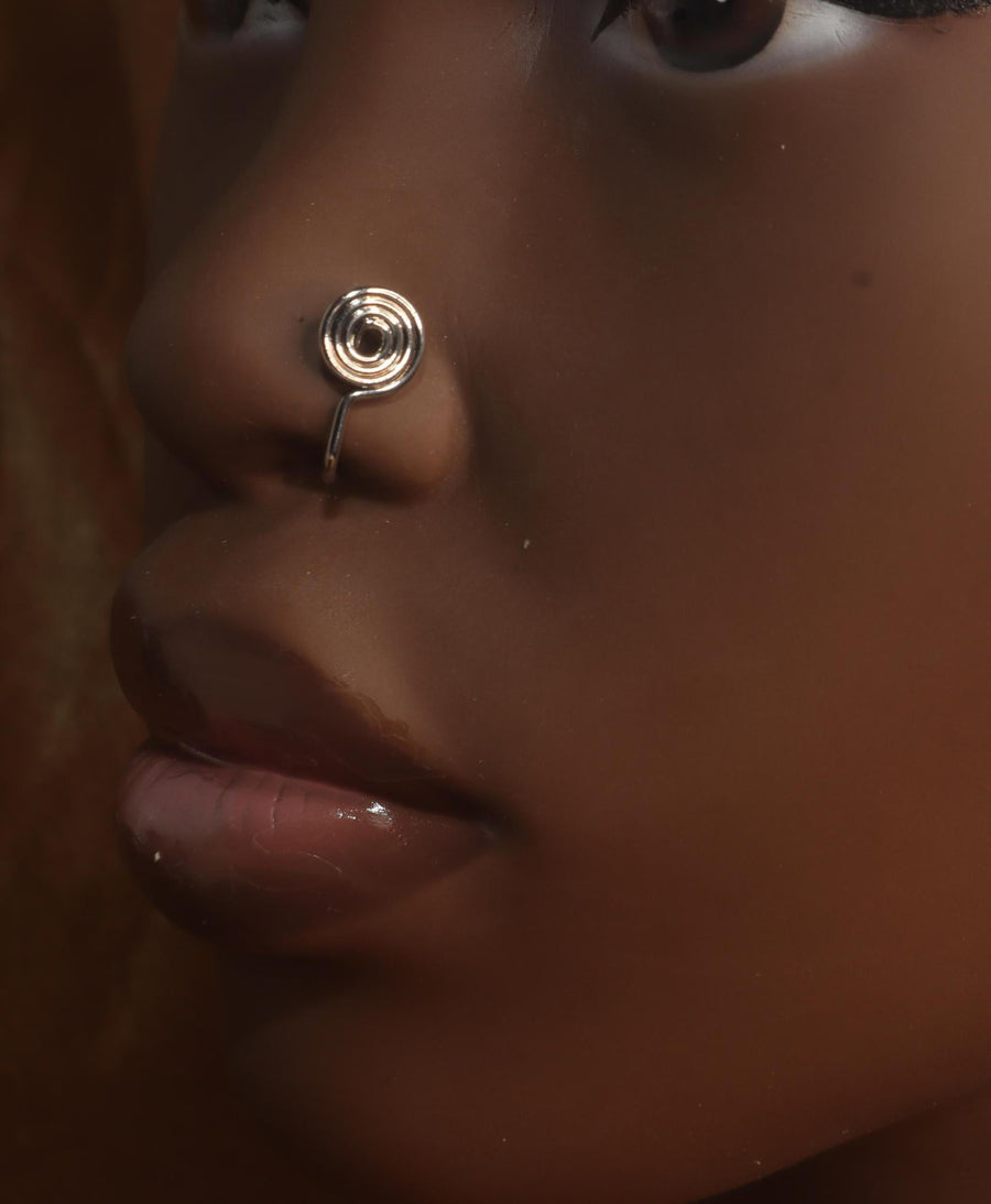 Swirl Handmade Silver Faux Nose piercing - YoniDa'Punani