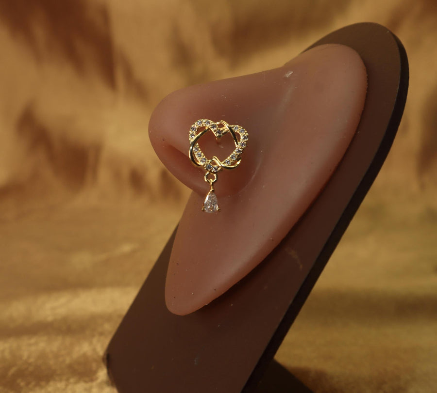 Swirling Heart-Shaped Nose Stud - YoniDa'Punani