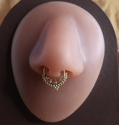 Three bead Septum Clicker Nose Hoop Piercing Jewelry - YoniDa'Punani