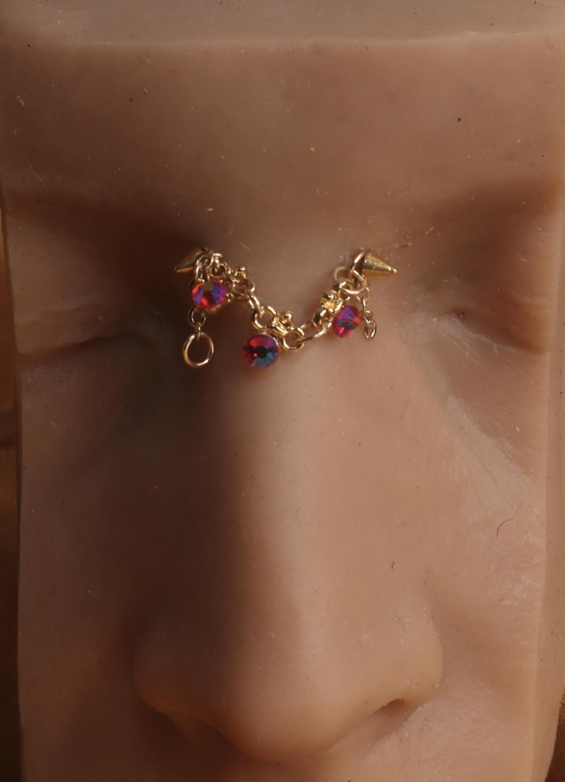 Three Gem Pink Bridge Piercing Jewelry - YoniDa&