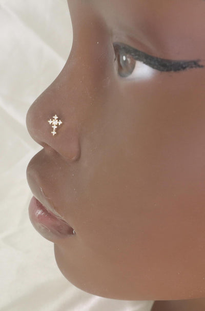 Tiny Cross Nose Stud Piercing Jewelry - YoniDa'Punani
