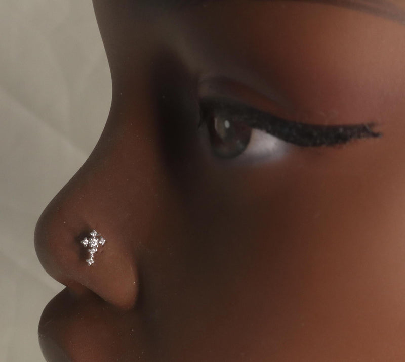 Tiny Cross Nose Stud Piercing Jewelry - YoniDa&